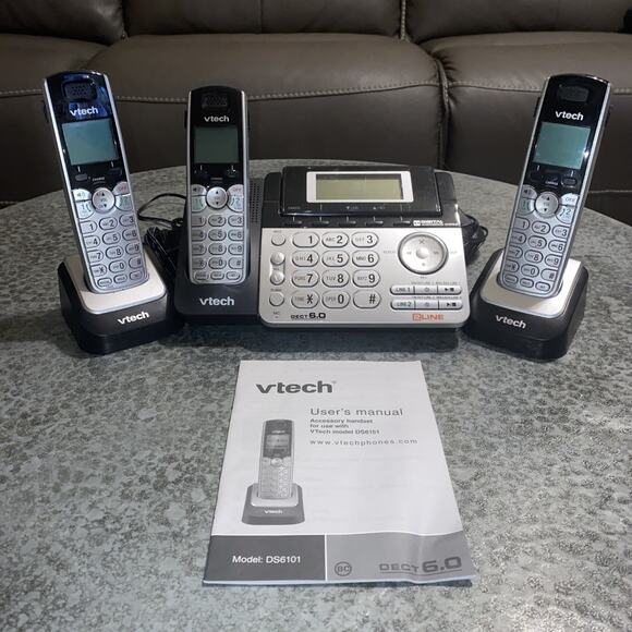 VTech DS6151 3 Handsets 2-Line Cordless Phone Digital Answering System Tested - Picture 1 of 14